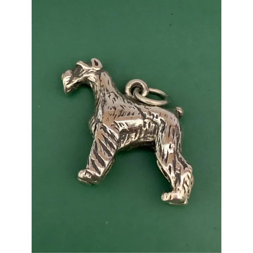 .925 Schnauzer Large Dog Sterling Silver Jewelry Charm #family pet